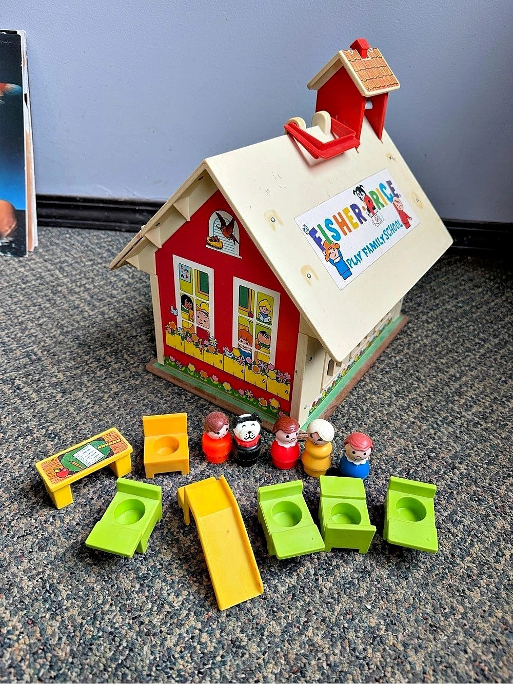 Vintage Fisher-Price Play Family School Playset with Figures